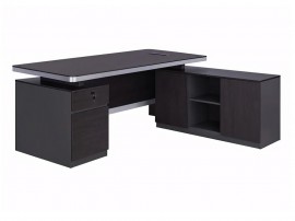 Ъглово бюро за компютър Rosewood HM2092R - 180-160/80-40/76-63 см, Венге/Сиво