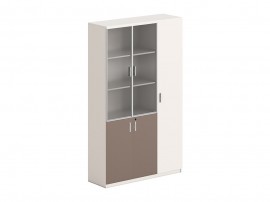 Офис шкаф с вратички Newline HM18280 - 120/40/200 см, Кремавобяло/Светлокафяво