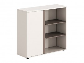 Офис шкаф с вратички Newline HM18282 - 120/40/110 см, Кремавобяло/Светлокафяво