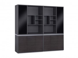 Офис шкаф с вратички Rosewood HM11199 - 240/40/200 см, Венге/Сиво