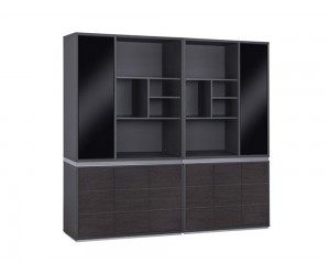 Офис шкаф с вратички Rosewood HM11199 - 240/40/200 см, Венге/Сиво