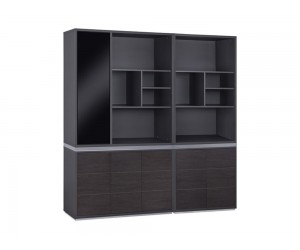 Офис шкаф с вратички Rosewood HM11200 - 202/40/200 см, Венге/Сиво