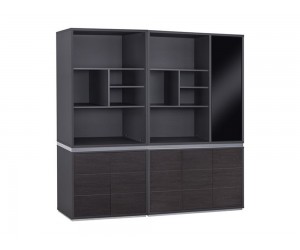Офис шкаф с вратички Rosewood HM11201 - 202/40/200 см, Венге/Сиво