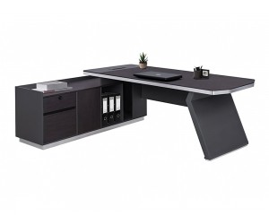 Ъглово бюро за компютър Rosewood HM2084L - 220/180/76 см, Ляв шкаф, Венге/Сиво