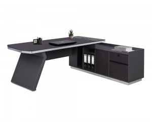 Бюро за компютър Rosewood HM2087L - 160/80/76 см, Ляв шкаф, Сив/Венге