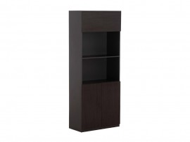 Офис шкаф с вратички Rosewood HM2089 - 80/40/200 см, Венге/Сиво