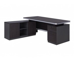 Ъглово бюро за компютър Rosewood HM2092L - 180/160/76 см, Ляв ъгъл, Венге/Сиво
