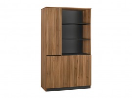 Офис шкаф с вратички Supreme HM2353 - 120/40/200 см, Меден дъб/Сив
