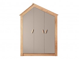 Детски трикрилен гардероб My House, 150/58/207 см - Сив/Дървесен