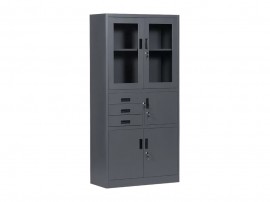 Метален офис шкаф с чекмеджета и вратички Carmen CR-1240 E Sand - 90/40/185 см, Графит