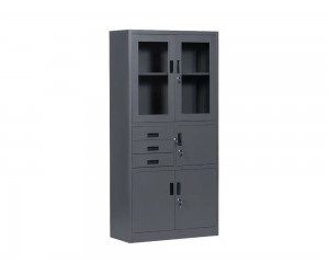Метален офис шкаф с чекмеджета и вратички Carmen CR-1240 E Sand - 90/40/185 см, Графит