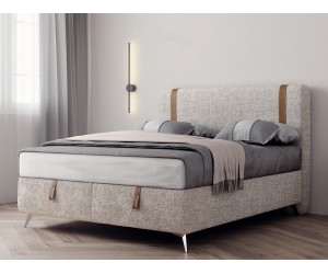 Тапицирана спалня Dolce Vita - 160/200 см, Бежова, Подматрачна рамка, Повдигащ механизъм
