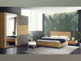 Спален комплект Филаделфия - 160/200 см, Американски дъб/Меден мрамор