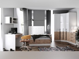 Цялостно детско обзавеждане Калифорния 6 120/200 см - Бял гланц/Антик