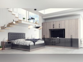 Спален комплект Маями 3 - 160/200 см, МДФ Кварц/Антрацит гланц