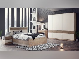 Спален комплект Невада 1 - 160/200 см, Дъб/Визон бежов мат
