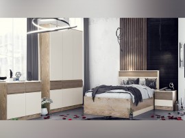 Спален комплект Невада 2 - 120/200 см, Дъб/Визон бежов мат