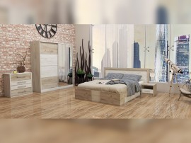 Спален комплект Монтана - 160/200 см, Дъб крафт сив/Дъб крафт бял