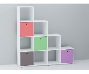 Етажерка за книги Бен 4х4 Триъгълна - Бял, 120/30/123 см