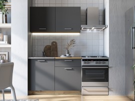Малка кухня Vlada - 120 см, Графит, Дъб артисан с термоплот
