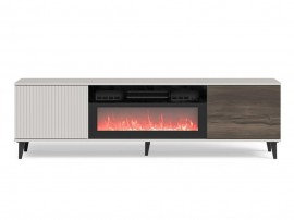 ТВ шкаф с ефект камина Random 2 RTV-K 180 - 180/40/52 см, Кашмир/Орех/Черен