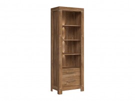 Шкаф етажерка за книги Gent REG2S Дъб Стърлинг, 68/42/201 см, Чекмеджета, Плавно затваряне, ЛЕД осветление