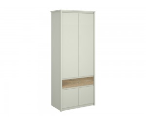 Двукрилен гардероб Karin SZF 4D1S - Кашмир/Дъб Евок, 87/51/211 см, Чекмедже, Лост за закачалки