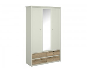 Трикрилен гардероб Karin SZF 3D4S - Кашмир/Дъб Евок