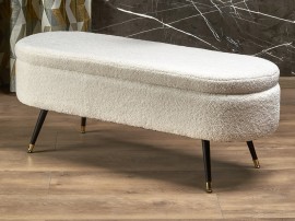Тапицирана пейка с ракла Aveiro - 120/40/46 см, Крем/Черен/Златист