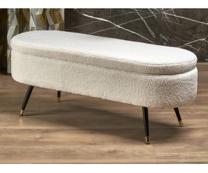 Тапицирана пейка с ракла Aveiro - 120/40/46 см, Крем/Черен/Златист