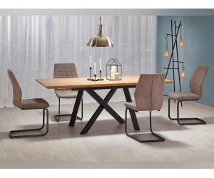 Разтегателна трапезна маса Capital, плот MDF, Златен дъб/черен - 160 - 200/90/76 см