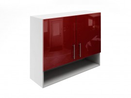 Горен кухненски шкаф с ниша Лукс Гланц М22 - 90 см, MDF Бордо гланц