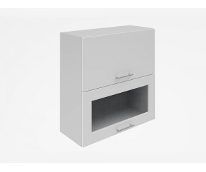 Горен кухненски шкаф с витрина Лукс мат М24 - 70 см - MDF Супер мат бял