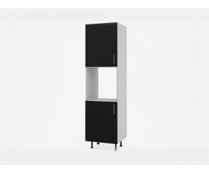 Колонен кухненски шкаф за фурна Лукс мат М12 - 60 см, MDF Супер мат черно