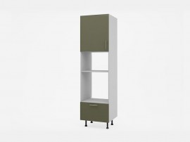 Колонен кухненски шкаф за фурна и микровълнова Лукс мат М14 - 60 см, MDF Супер мат каменно сиво