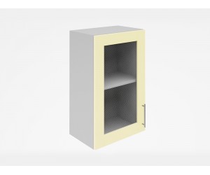 Горен кухненски шкаф с витрина Лукс мат М17 - 45 см, MDF Супер мат крем