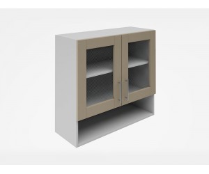 Горен кухненски шкаф с витрини и ниша Лукс мат М23 - 80 см, MDF Супер мат лате