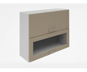 Горен кухненски шкаф с витрина Лукс мат М24 - 90 см - MDF Супер мат лате