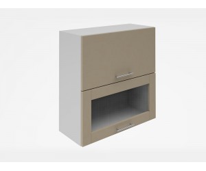 Горен кухненски шкаф с витрина Лукс мат М24 - 70 см - MDF Супер мат лате