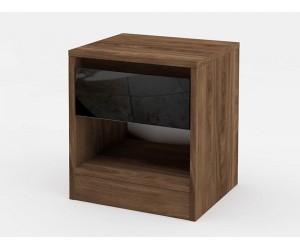 Нощно шкафче Modern M09 - Дъб кастело бренди/ МДФ Черен гланц