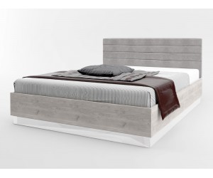 Спалня с матрак Modern M06 - 160/200 см, Дъб кастело грейж/ МДФ Бял гланц