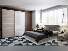 Спален комплект Modern - 160/200 см, Дъб кастело грейж/ МДФ Бял гланц