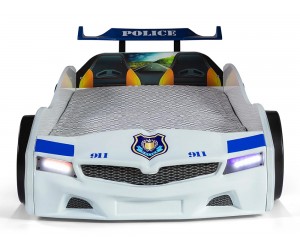 Детско легло кола SPX Police 90/190 см Бяла