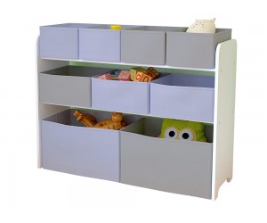 Детска етажерка за играчки Ginger JWTR-3090-1 - МДФ, Бял/Сив
