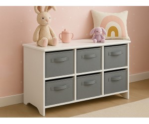 Детска етажерка за играчки Ginger TF5491 - МДФ, Бял/Сив