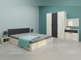 Спален комплект Мареа 1 - 160/200 см, Пасифик бял крафт/Антрацит
