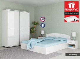 Спален комплект с матрак Аполо 4 - 160/200, Бяло гланц