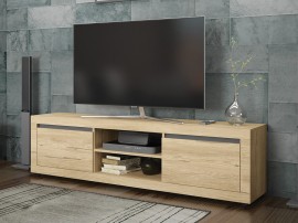 ТВ шкаф Алфа 80 - 180/40/50 см, МДФ Голд силвърджак/Графит