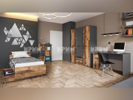 Комплект детско обзавеждане Сити 5039 - Олд стал/Графит 90/200 см