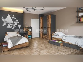 Комплект детско обзавеждане Сити 5040 - 90/200 см, Олд стал/Графит 